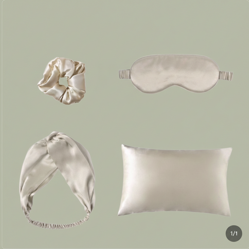 The Satin Sleep Set — Eye Mask, Pillowcase, Scrunchie & Headband